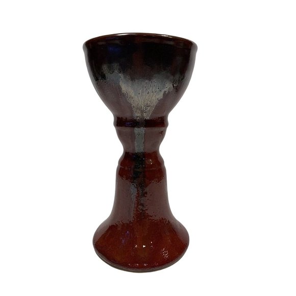 Candle Holder Large Pottery Pillar or Tapered Glazed 9" Tall - Picture 2 of 9